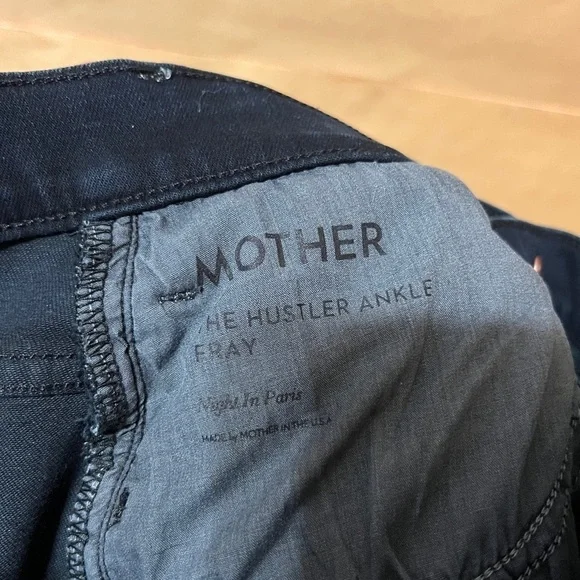 Mother The Hustler Ankle Fray Jeans Night in Paris High Rise Flare Denim Size 28
